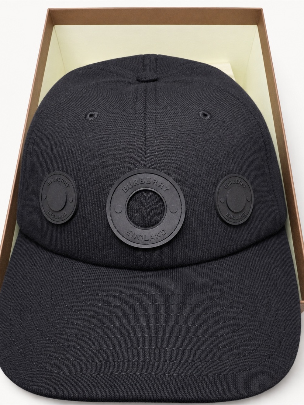 Burberry Black Rubber Patch Baseball Cap
